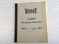 Tarif pièces détachées HDA motocyclette Terrot 1921 Image 1
